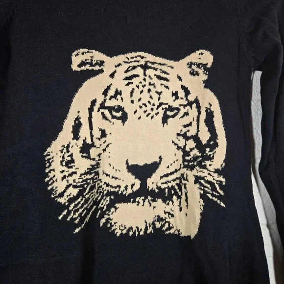 Pink Martini Novelty Tiger Graphic Knit Sweater Cotton Blend Small Goth Preppy - Picture 3 of 8